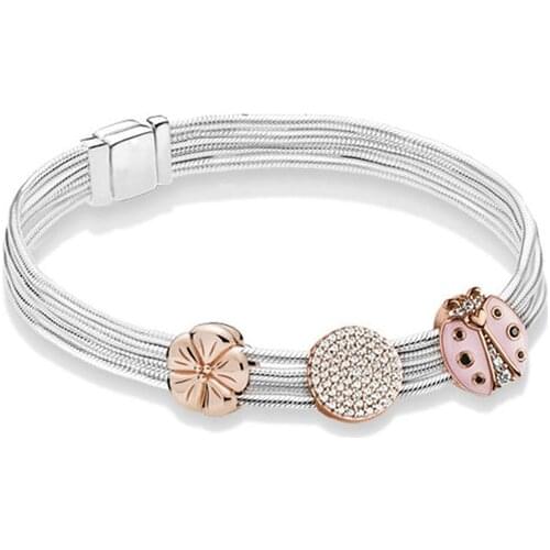 GChic Fresh Garden Ladybug Securing Clip Charms Fit Bracelet Set Fashion Women Bracelet Beads DIY Jewelry Pulseras