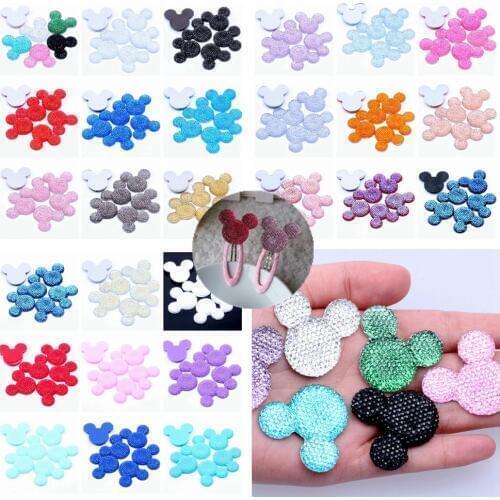 Mickey Head 5pcs/lot 30x35mm Many Colors Resin Rhinestone Flatback Cabochon DIY Crafts Scrapbooking Jewelry Making Decorations