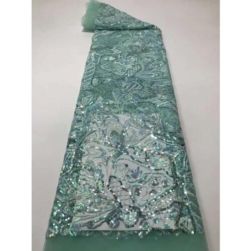 Hot Sale African Mesh Lace Fabric Multicolor Sequins Pattern Tulle Embroidery Craft Sewing Evening Party Wedding Dress 5 Yards