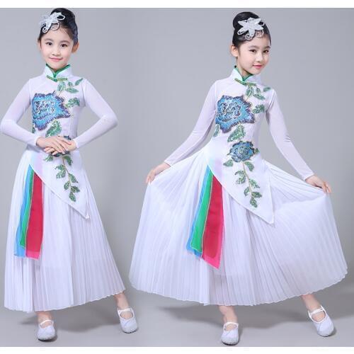 Hanfu childrens classical dance costumes girls elegant Chinese style folk dance fan dance modern dance costumes