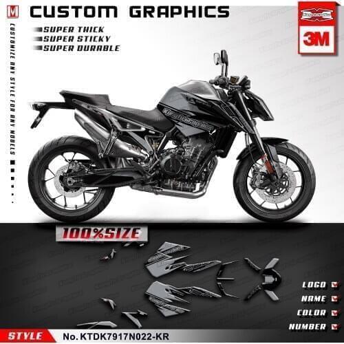 KUNGFU GRAPHICS Black Gray Sticker Kit for 790 2017 2018 2019 2020 No Seat Cowl Decals Style No. KTDK7917N022-KR