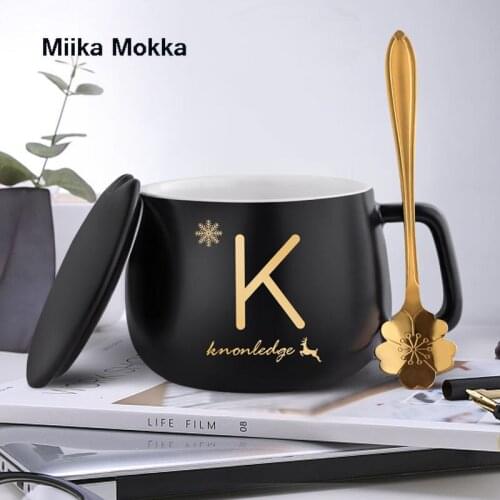 Ceramics Coffee Mug with Lid Creative Personal Letter Mug Drinkware Coffee Cups Tea Cups Novelty Birthday Gifts