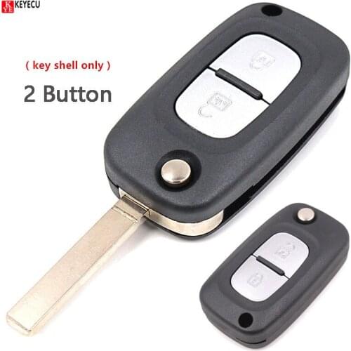 KEYECU High Quality Folding Flip Remote Key Case Fob 2 Button for RENAULT Clio Megane Kangoo Modus