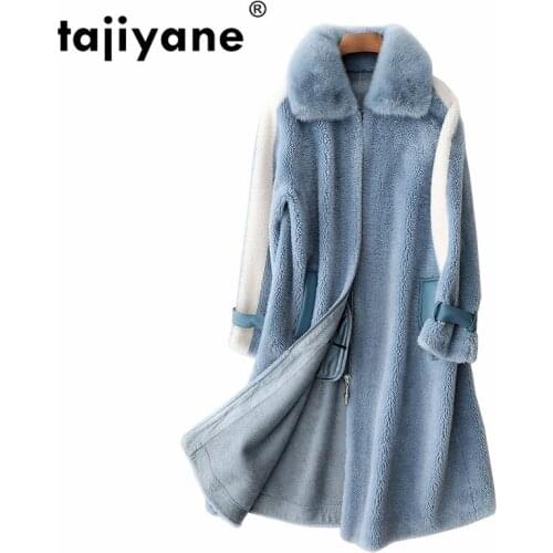 Korean Real Fur Coat Autumn Winter Jacket Women Clothes 2021 Vintage Mink Fur Collar Wool Coat Suede Lining Long Coats ZT1406