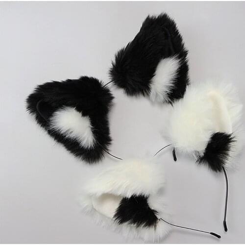 Lolita Anime Cosplay Cos Long Fur Fox Ears Hair Clip Party Neko Cat Ear Party Christmas Headband Up Set Girls Props