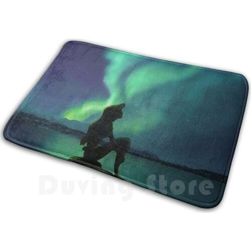 Northern Lights Illustration Mat Rug Carpet Anti-Slip Floor Mats Bedroom Northern Lights Sea Aurora Nothern Light Polar Polar
