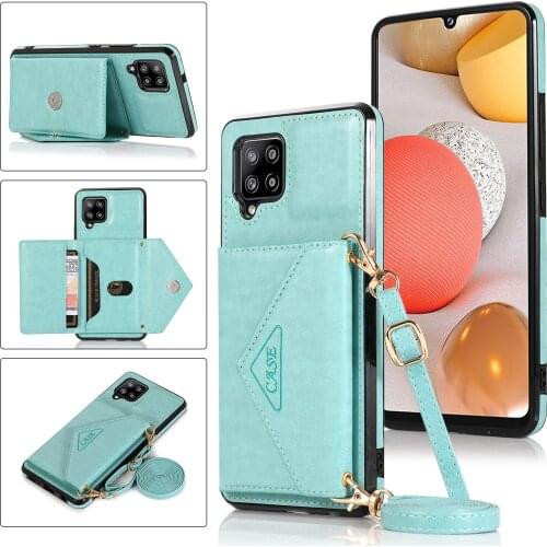 Crossbody Wallet Leather Back Flip Phone Case For Samsung Galaxy A42 5G Card Slots Cover Kickstand Cellphone Shell