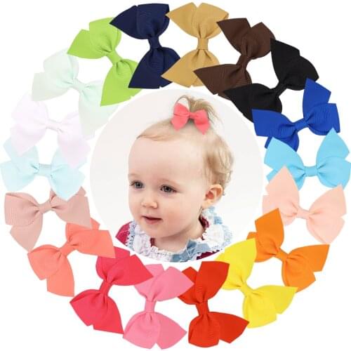 3.14Inches Cute Solid Color Bows Hair Clips For Kids Girls 18Colors Grosgrain Ribbon Handmade Hairpins Headwear Hair Accessories