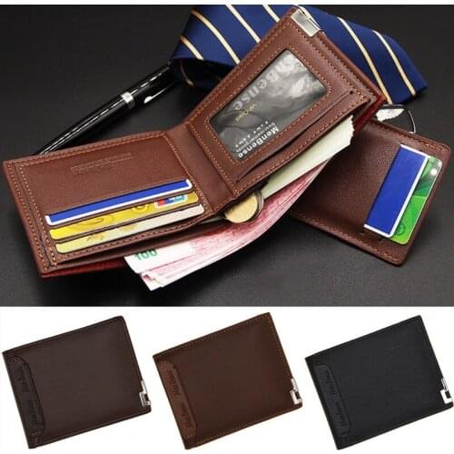 Litthing Fashion Men Wallets PU Leather Slim Solid Luxury Short Purses Credit Card Holder Wallets Business Male Purse Money Bag