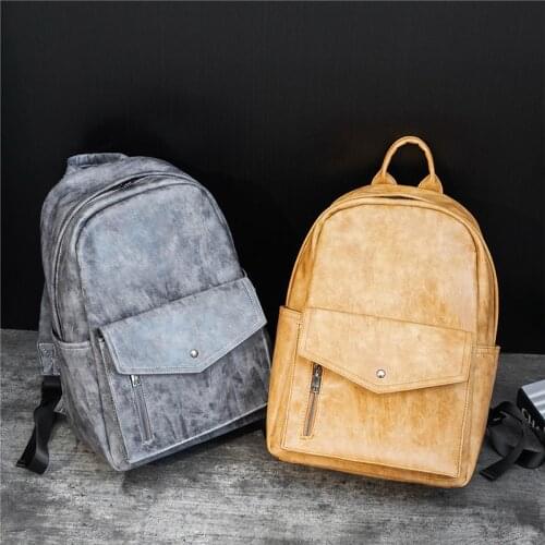 New Retro Men Leather Backpack Trendy Casual Large Capacity Street Travel Laptop Back Pack Student School Bag Mochila de hombre