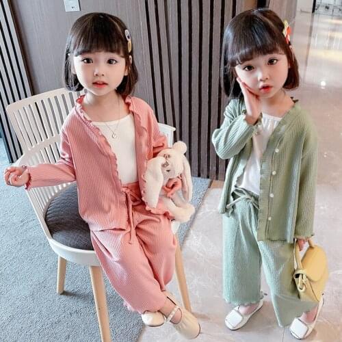 Girls Clothing Solid Jacket + Tshirt + Pants Tracksuits For Girls Spring Autumn Girl Set Casual Style Kids Clothing