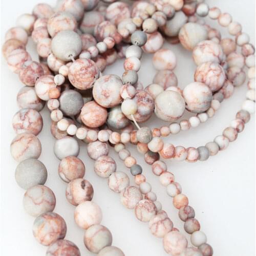 Bulk Wholesale Natural Stone Matte Red Network Zebra Stripe Beads Round Loose Beads for Jewelry Making Bracelet DIY 6 8 10 12mm