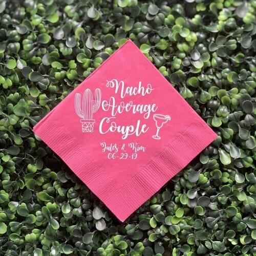 Custom Nacho Average Couple Personalized Couples Bridal Shower Napkins - Fiesta Shower - Engagement Party Napkins Foil gold