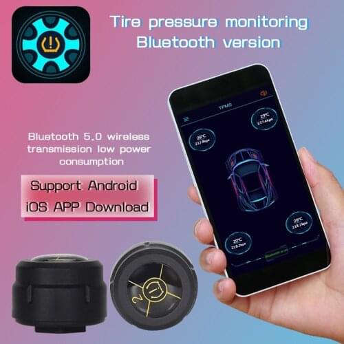 Bluetooth 5.0 TPMS Car Tire Pressure Monitor System With Sensors For iOS Android Mobile Phone APP Monitoring Alarm