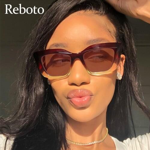 Gradient Red Cat Eye Sunglasses Woman 2021 New Vintage Summer Candy Color Shade For Women Trendy Metal sun eyes Traveling