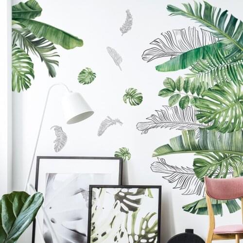 Fresh Green Plant Wall Stickers Flowers Skirting Line Decor Bedroom Living Room Background Self-adhesive Decals for Furniture