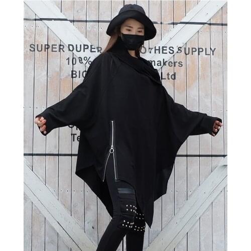 Dark series 2021 early autumn new sleeve head pile collar female personality long-sleeve irregular long-style