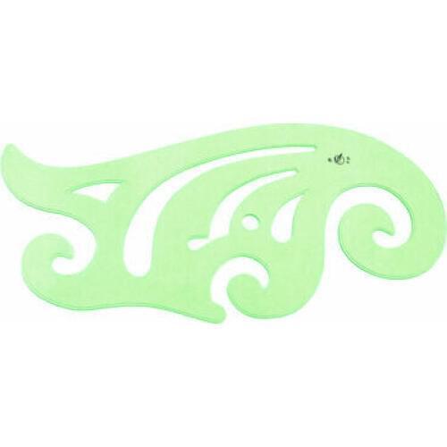 14" Length Clear Green Plastic Drawing Template French Curve Ruler 4335