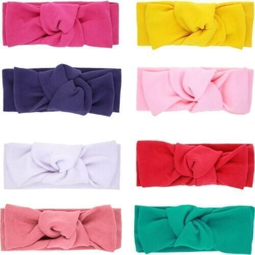 Baby Headband Kids Infant Big Bows Hairband Girls Thread Headbands Knot Toddler Cotton Headwrap Candy Color Child Turban Soft