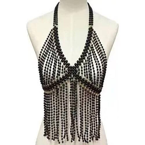 Fashion best-selling exaggerated handmade pearl vest set chain necklace pearl body chain shoulder chain for women jewelry