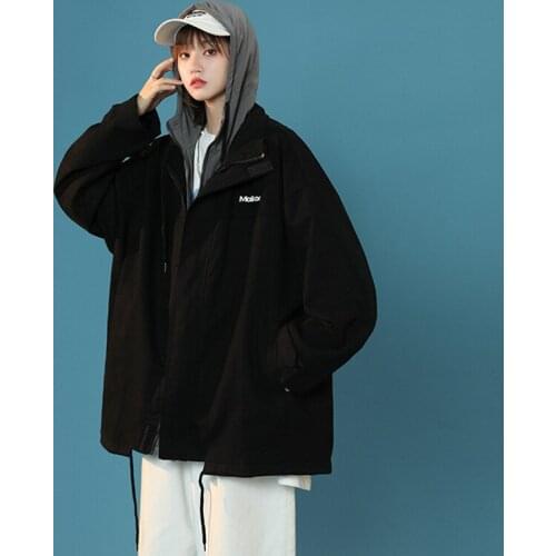 Women Jacket Autumn And Winter Jacket Women Loose Varsity Jacket Casual Womens Coat Hooded Baseball Jacket Korean Version New