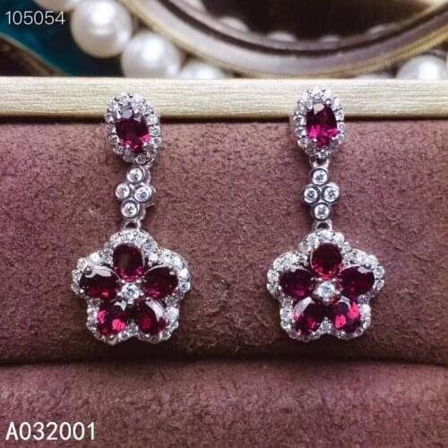 KJJEAXCMY fine jewelry natural Garnet 925 sterling silver women earrings new Ear Studs support test lovely