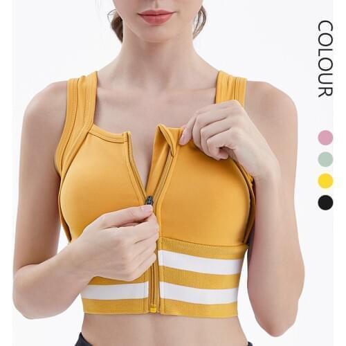 Front Zipper Womens Sports Bra,Padded Wirefree Racerback Sport Brassiere,Woman High Strength Fitness Yoga Workout Sports Top
