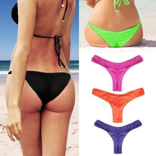 Womens V Shape Thong Bikini Bottom Super Sexy Brazilian Underwear 5 Colors for Choice Bikini