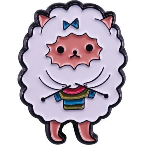 Cute sheep knitting badge knitters flair gift funny craft theme accessory