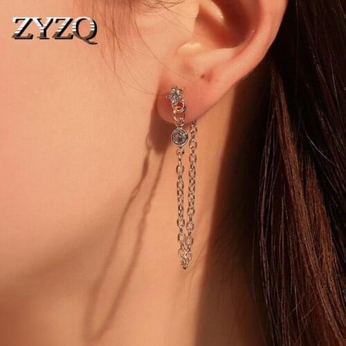 ZYZQ Korean Personality Tassel Long Drop Earrings For Women Fashion Star Punk Chain Stud Earrings Creative Temperament Jewelry