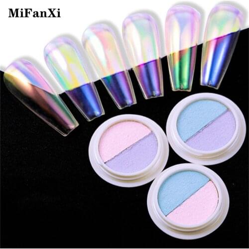 1 Box Two Color Nail Chameleon Mirror Chrome Solid Powder Colorful Aurora Effect Pigment Glitter Dust DIY Nail Art Decoration