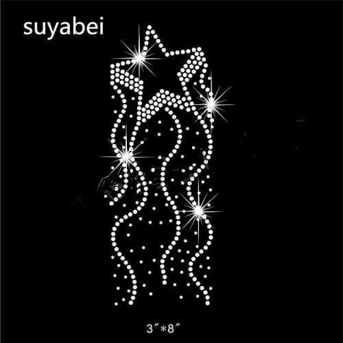 2pc/lot Star design stones iron on crystal transfers design hot fix rhinestone applique patches design stone for pant dress