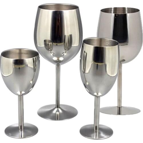 2Pcs Wine Glasses Stainless Steel 18/8 Metal Wineglass Bar Wine Glass Champagne Cocktail Drinking Cup Charms Party Supplies