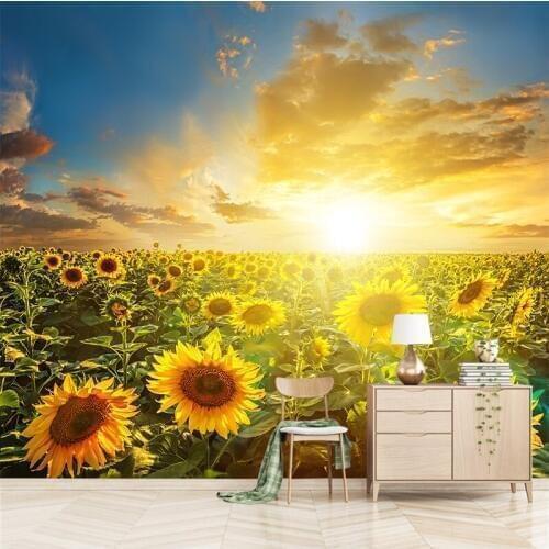 3D Beautiful Sunflowers Mural Wallpaper Cafe Restaurant Living Room Romantic Backdrop Wall Painting Murales De Pared Home Decor