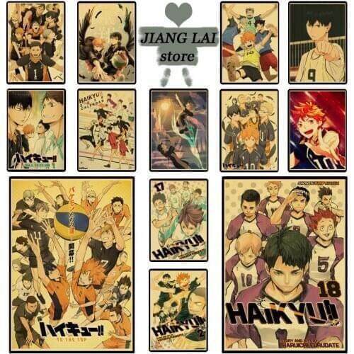 Anime Haikyuu!! series of retro posters decorated in bedroom cafe bar kraft paper wall stickers