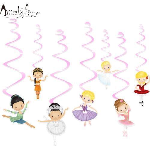 Ballerinas Theme Ceiling Hanging Swirl Decoration Ballet Girls Decorations Kids Event Birthday Party Decorations Supplies