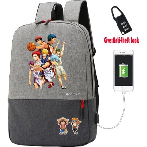 Anime Kurokos Basketball Backpack teenagers Anti-theft USB Charging Knapsack student book Bags UNISEX Laptop Travel backpack