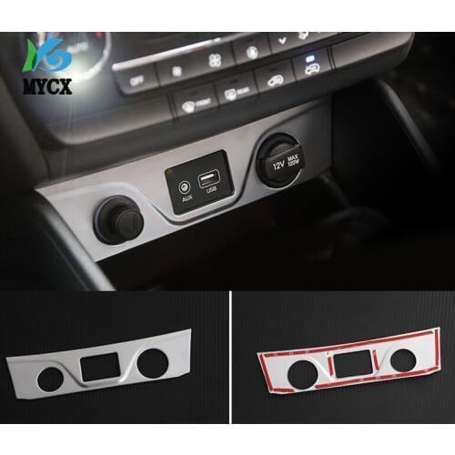 Stainless steel For Hyundai Tucson Center Console Cigarette Lighter AUX USB Panel Cover Trim Car accessories Styling 2016-2018