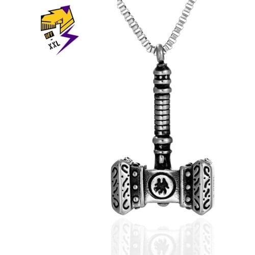 316L Stainless Steel Chains Thors Hammer Pendant Solid Vintage Mens Necklace Pendants Viking Jewelry Accessories