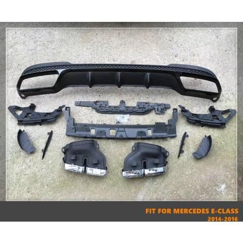 Rear Bumper Lip Diffuser With Exhaust Pipes Fit For Mercedes Benz E-Class W212 AMG Upgrate To E63 2014-2016