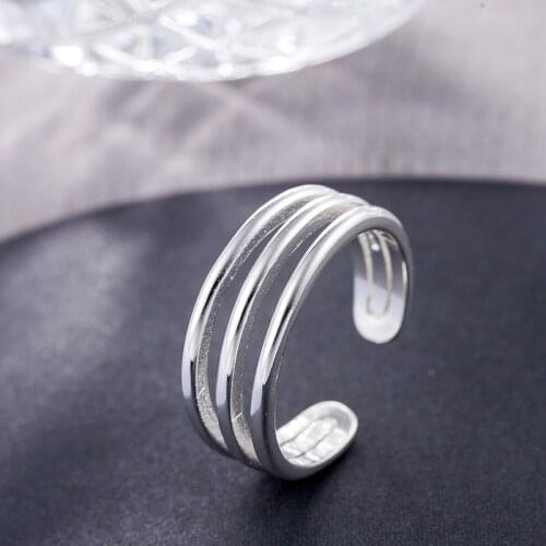 DreamySky Silver Color Multilayer Rings For Women Adjustable Size Wedding Finger Ring