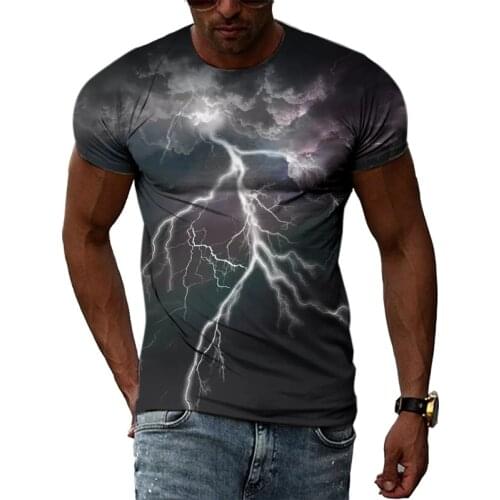 Summer New Fashion Lightning graphic t shirts For Men Casual 3D Natural Climate Print T-shirts Personality Cool blouse t-shirts
