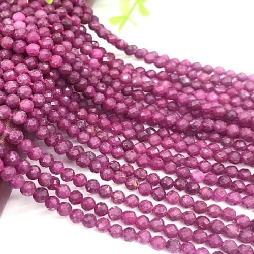 Faceted Natural Sri Lanka Rubys Stone Beads 2-2.5/3-3.5/4-4.5mm Round Loose Cutting Gem Stone Beads For Jewelry Making DIY 15