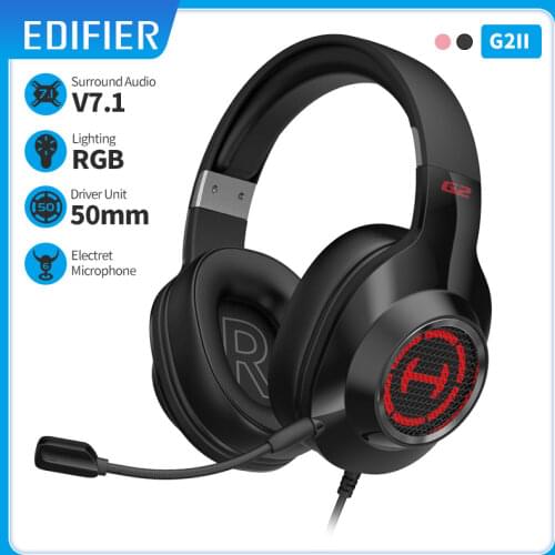 EDIFIER G2II Gaming Headset 50mm driver unit 7.1 Surround Sound RGB dynamic backlight system Microphone with noise cancellation