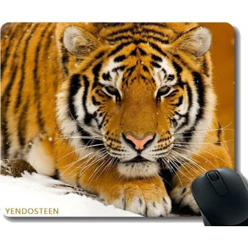Gaming Mouse Pad Custom,Tiger Predator Big Cat Snow Lie Face 52254 Comfortable Mouse Mat For Gaming And Office