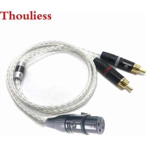 Thouliess 3pin XLR Female to 2x RCA Male Cannon Audio Adapter Cable 8Cores Silver Plated AV Cable