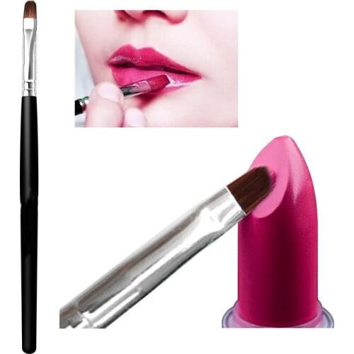 2/1pcs Black Fiber Hair Lipstick Lip Makeup Brush Wooden Soft Handle Lasting for Lips Beauty Makeup Tools Women Lip Gloss Brush