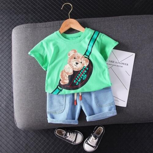 Infant Clothes Sets Summer Childrens Wear Boys Girls Casual Cotton T-Shirt+Overalls 2pcOutfit Toddler Costume Kids Clothing