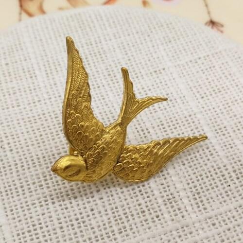 Beautiful Vintage Antique Brass Bird Sweetheart Brooch Pin Costume Jewelry Handmade Antique Gothic Brooches