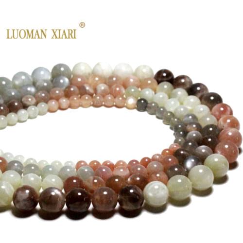 Wholesale Price AAA Natural White and Grey Moonstone Sunstone Round Gem Stone beads For Jewelry Making Diy Necklace Bracelet